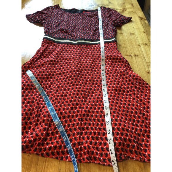 Anthropologie Maeve Amici Rabbit Print Red Dress Size 4 Career - Picture 12 of 12